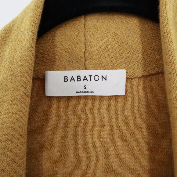 Babaton Wool Knit Long Cardigan Womens S Mustard NW)T Duster Staple Capsule Boho - Picture 2 of 10